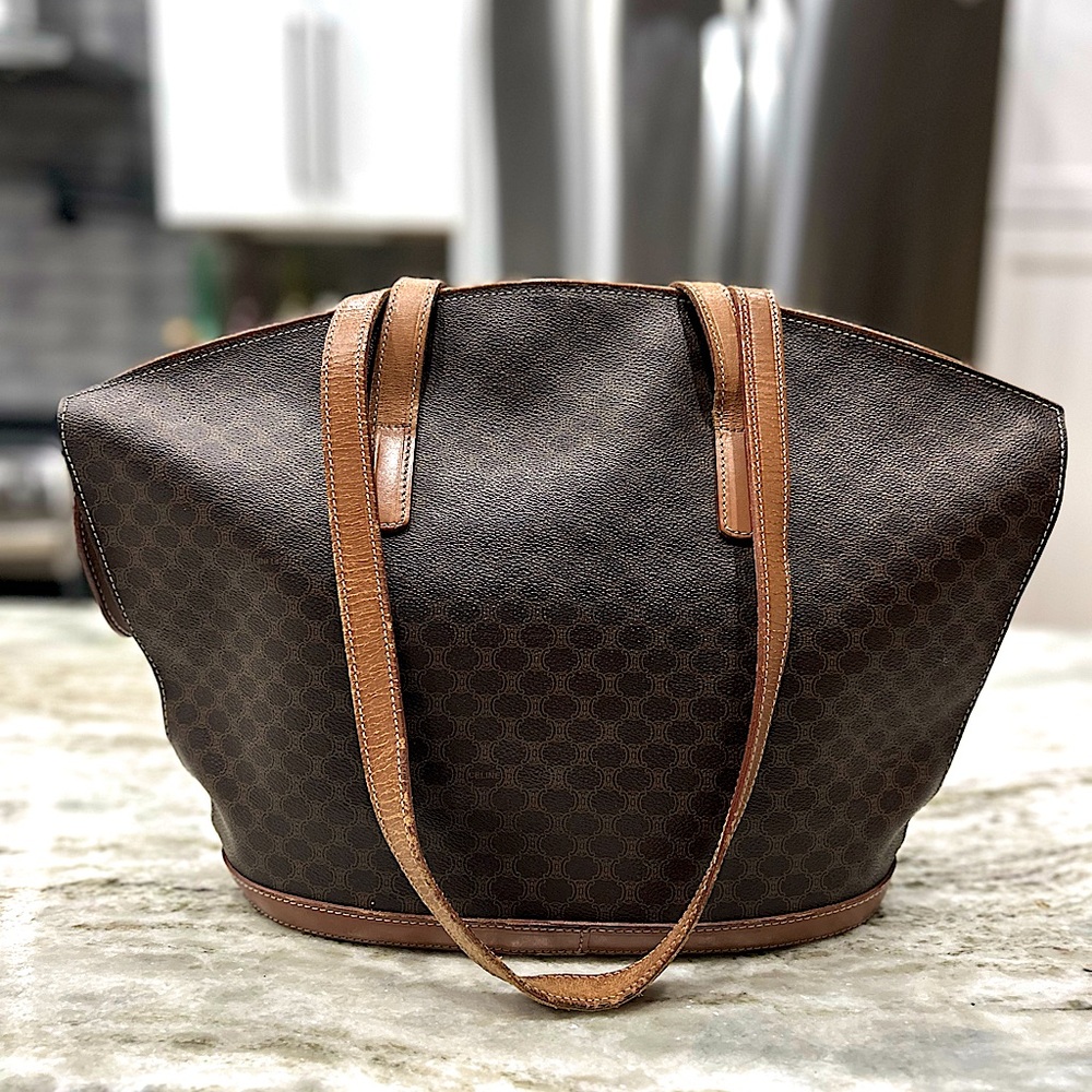 Fixer - Celine Authentic Large Brown Macadam Shoulder Bag - Picture 4 of 14